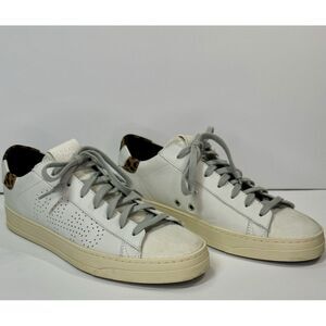 P448 John Sneakers Womens US 10.5 EU 41 Shoes White Animal‎ Print Made In Italy